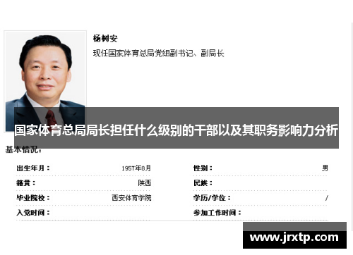 国家体育总局局长担任什么级别的干部以及其职务影响力分析